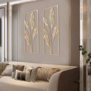 Golden Leaf Wall Décor Set, Metal Wall Art Decor (Set of 2)